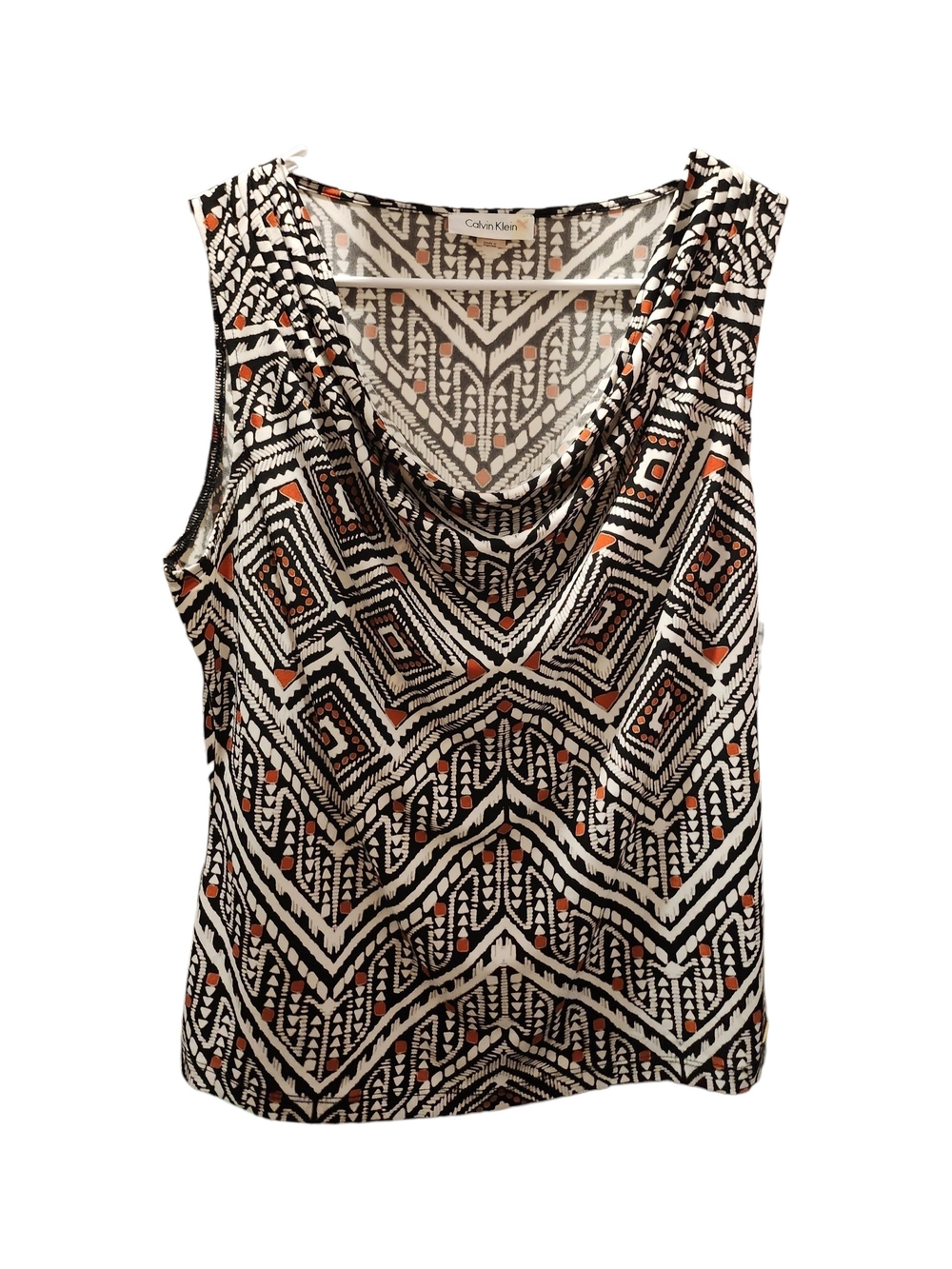 Calvin Klein Black & White Geometric Print Sleeveless Top